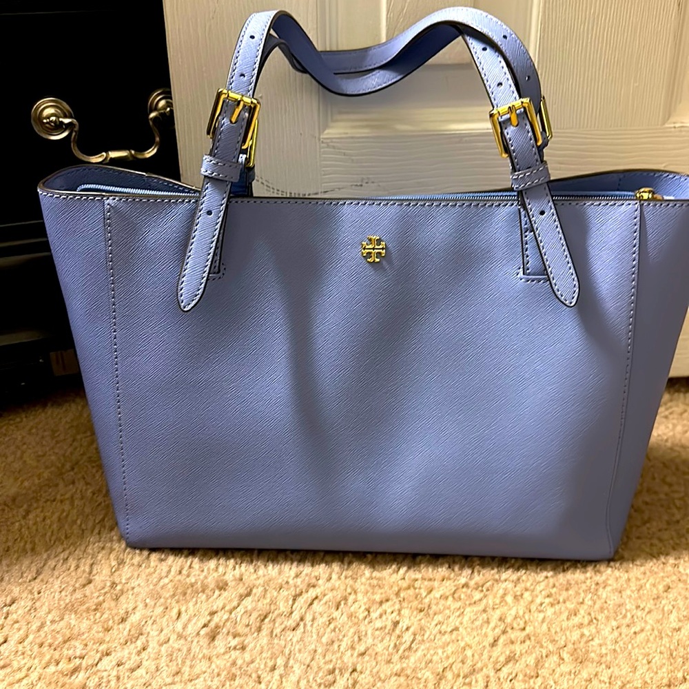 Beautiful Liliac blue tory burch tote bag